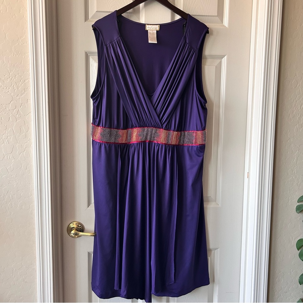 Baby Phat Purple Rhinestone Waist Dress Size 2X